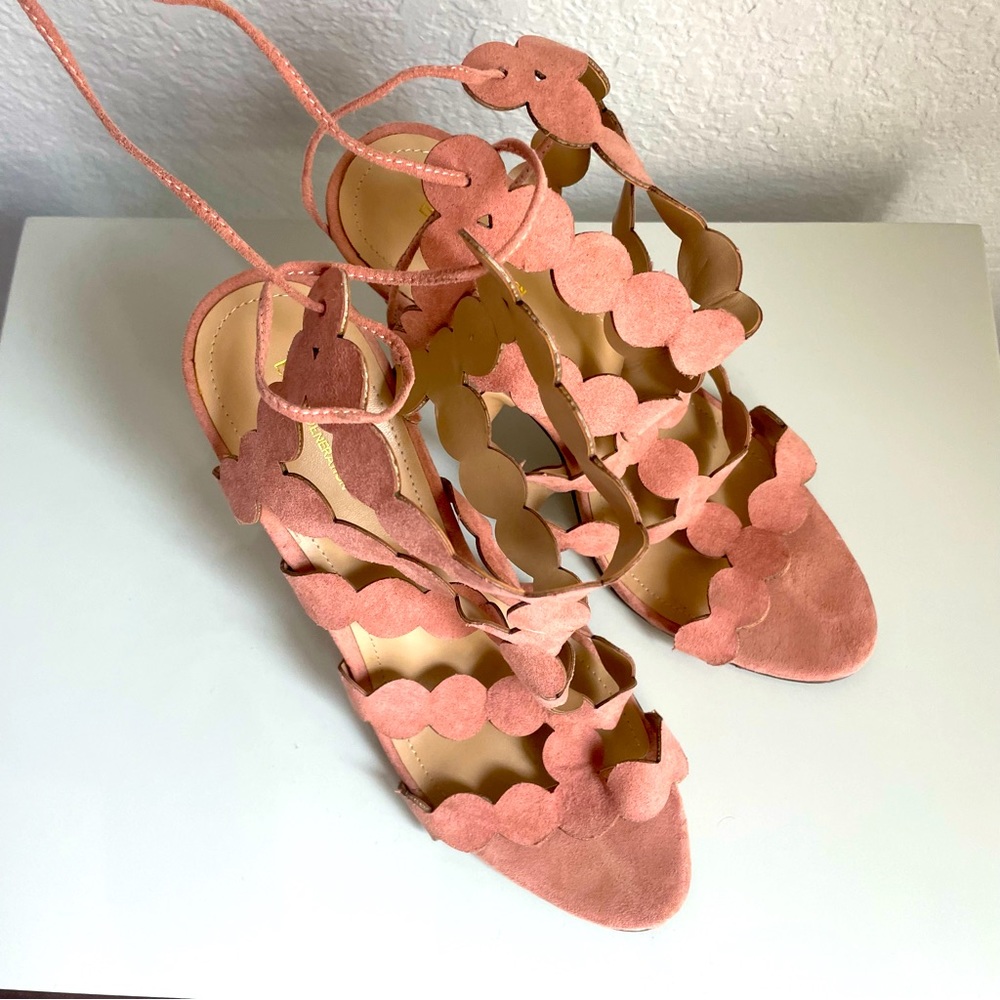 BCBG pink suede sandals